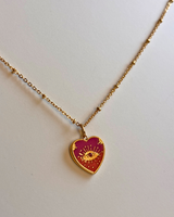 Collier cœur œil doré rose – acier inoxydable