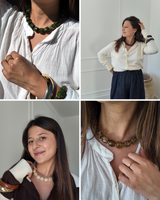 Collier Alba perles marbrées carrées