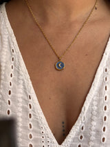 Collier pampille Lune - Chaîne fine dorée & pendentif minimaliste