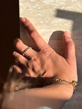 Bague Œil grec avec strass - Ajustable en acier Inoxydable