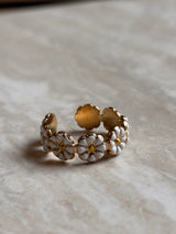 Bague Marguerite blanche - Ajustable en acier Inoxydable