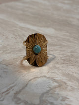 Bague Fleur Turquoise- Ajustable en acier Inoxydable
