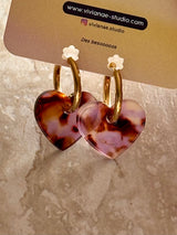 Boucles d’oreilles cœur – acétate de cellulose Léopard ou Mauve