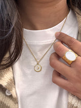 Bague Nacre blanche - Ajustable en acier Inoxydable