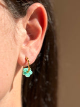 Mini Boucles Fleurs en Résine – Paillettes Turquoise