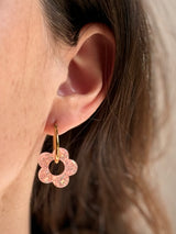 Boucles d'oreilles Moyennes Fleurs en Résine – Pêche