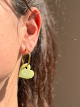 Boucles d'oreilles Cœur en Résine – Vert pastel