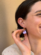 Boucles d'oreilles Cœur en Résine – Paillettes Lila