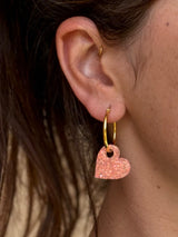 Boucles d'oreilles Cœur en Résine – Pêche