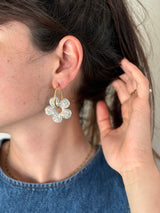 Grandes Boucles d’oreilles Fleur Classique en Résine – Bleu glacé