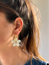 Grandes Boucles d’oreilles Fleur Organique en Résine – Bleu glacé