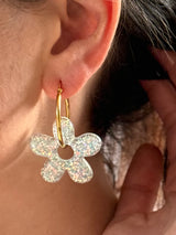 Grandes Boucles d’oreilles Fleur Organique en Résine – Bleu glacé