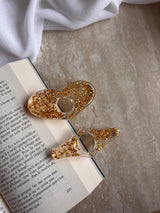 Bague de Lecture en Résine – Doré & Éclats de Pierre - 4 Formes