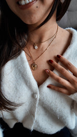 Collier cœur soleil doré – acier inoxydable