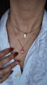 Collier cœur œil doré rose – acier inoxydable