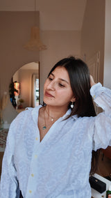 Collier cœur œil doré vert – acier inoxydable