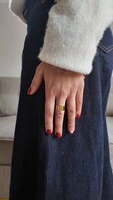 Bague ajustable cœur émailé – acier inoxydable