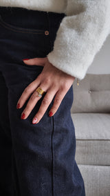 Bague ajustable cœur émailé – acier inoxydable