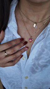 Collier cœur œil doré rose – acier inoxydable