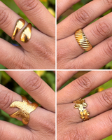 Bagues en acier inoxydable – Étoile de mer, Fleur, Gouttes ou Texturée