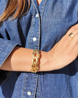 Bracelet Jonc Asymétrique à Maillons - Acier inoxydable
