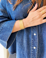 Bracelet Jonc Asymétrique Texturé - Acier Inoxydable