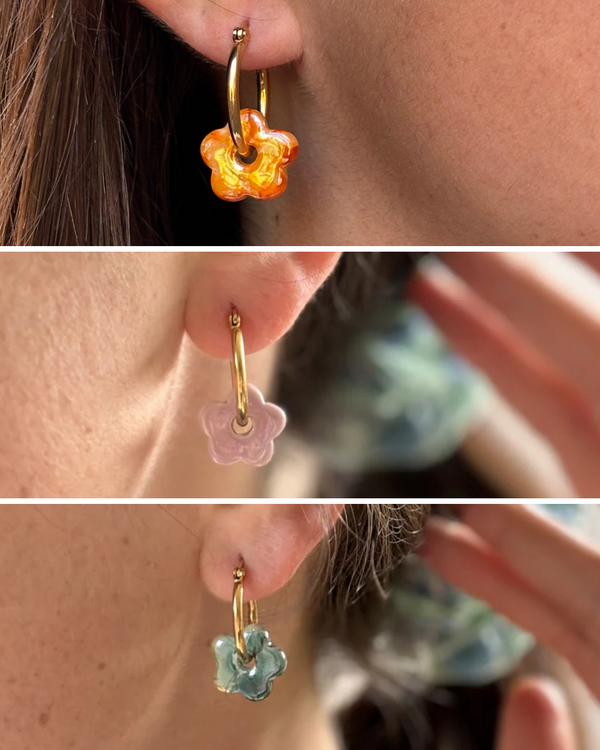 Boucles d’oreilles Fleur en Céramique Mini - 3 coloris