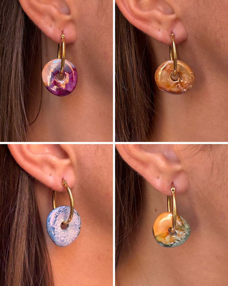 Boucles d’oreilles Ronde en Céramique - 4 coloris