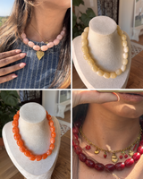 Collier Alba perles marbrées ovales
