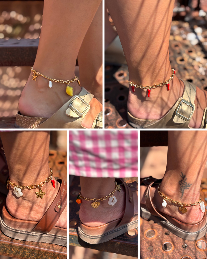 Bracelet de cheville à personnaliser - Aurélie – Chaîne & pampilles au choix