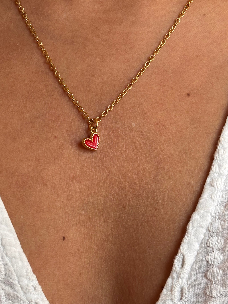 Collier pampille Cœur - Chaîne fine dorée & pendentif minimaliste