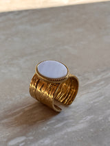Bague Nacre blanche - Ajustable en acier Inoxydable