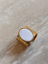 Bague Nacre blanche - Ajustable en acier Inoxydable