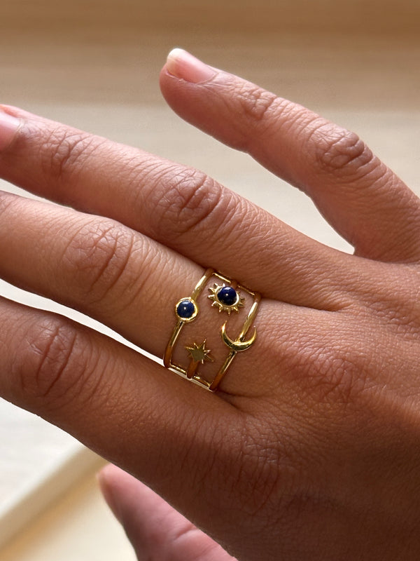 Bague Système solaire - Ajustable en acier Inoxydable