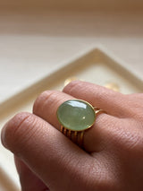 Bague Pierre Verte - Ajustable en acier Inoxydable
