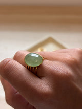 Bague Pierre Verte - Ajustable en acier Inoxydable