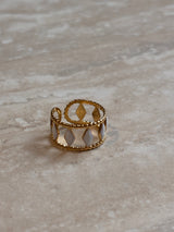 Bague Motif géométrique émaillé - Ajustable en acier Inoxydable