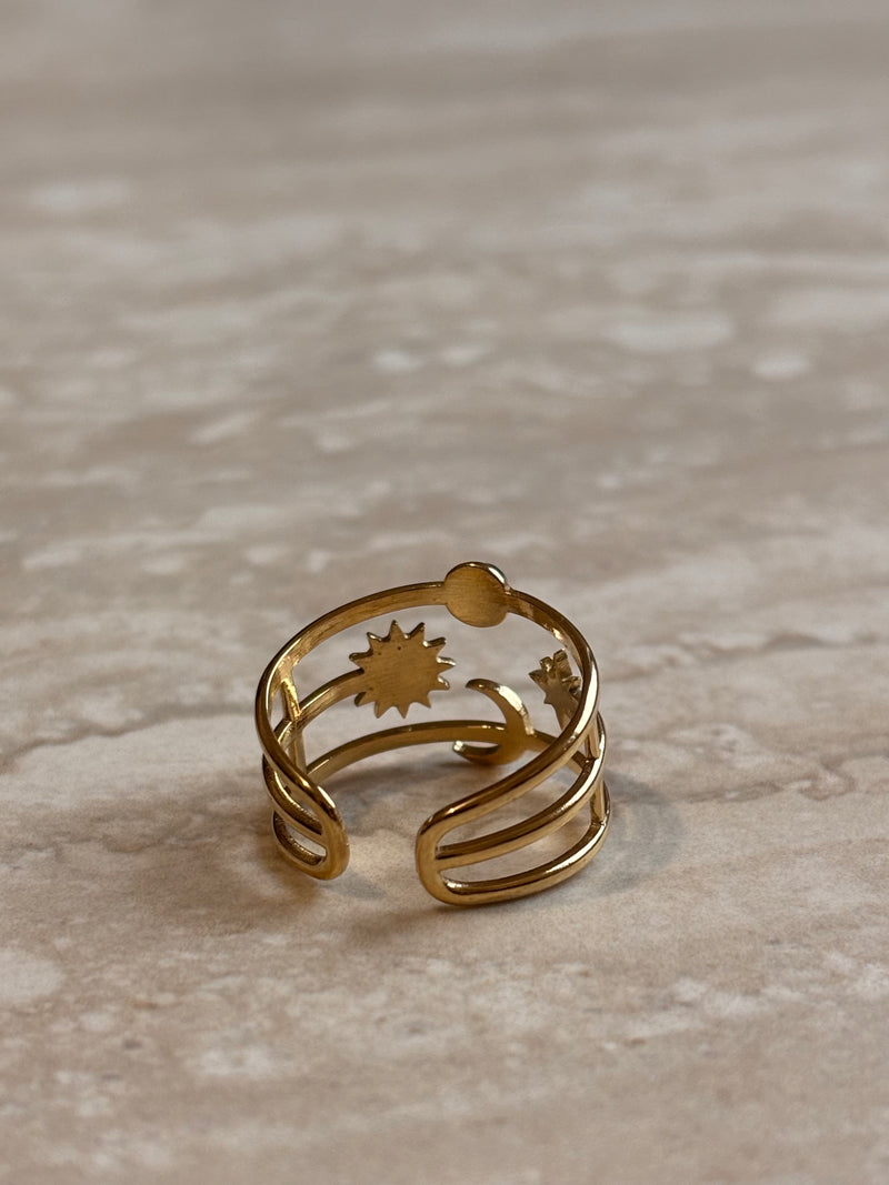 Bague Système solaire - Ajustable en acier Inoxydable