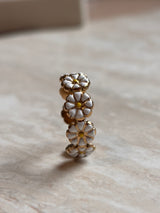Bague Marguerite blanche - Ajustable en acier Inoxydable