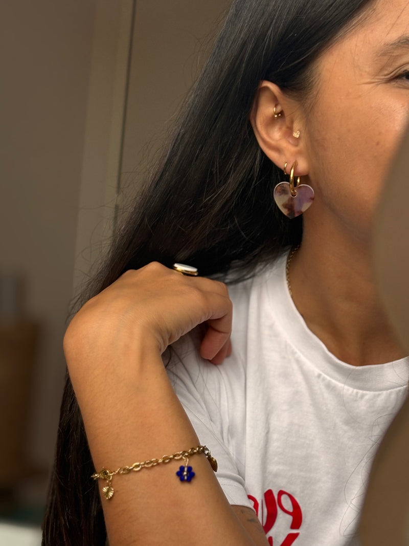 Boucles d’oreilles cœur – acétate de cellulose Léopard ou Mauve