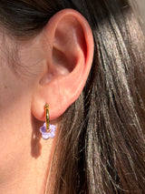 Mini Boucles Fleurs en Résine – Paillettes Lila