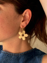 Grandes Boucles d’oreilles Fleur Organique en Résine – Vanille
