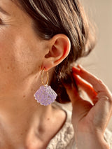 Boucles d’oreilles Coquillage – Paillettes lila