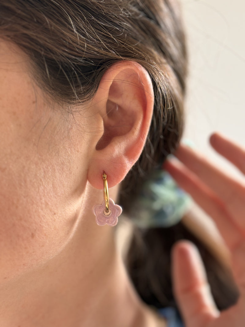 Boucles d’oreilles Fleur en Céramique Mini - 3 coloris
