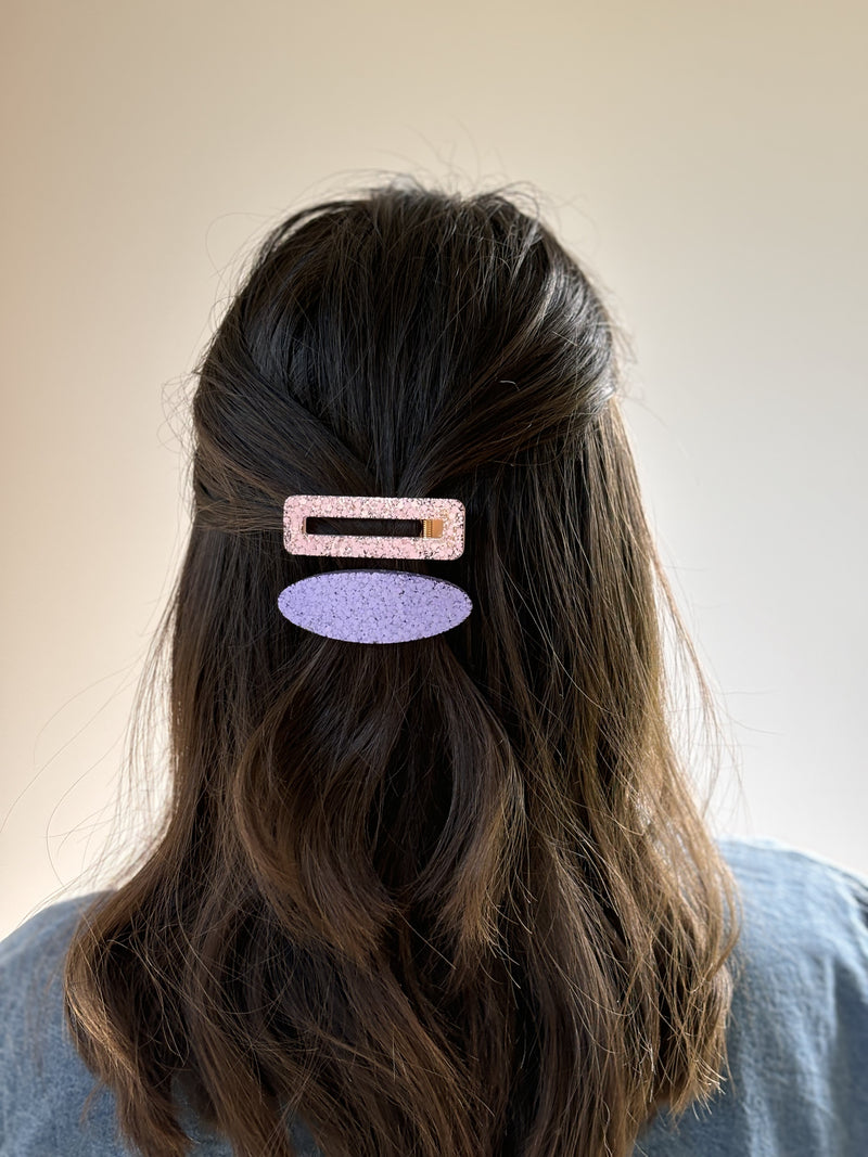 Duo de Barrettes – Lila & Rose pâle