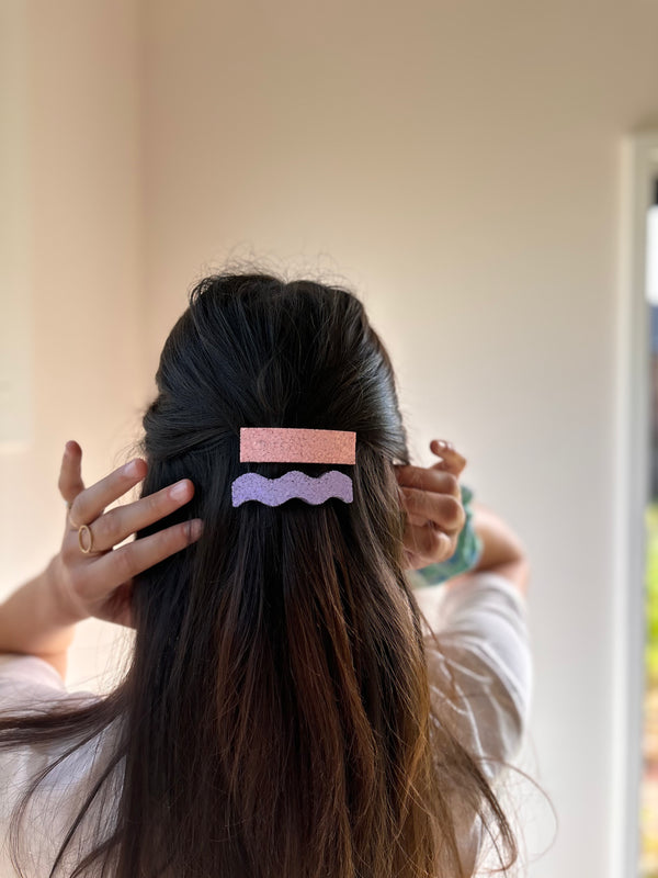 Duo de Barrettes à la Française – Rose Pâle & Lila