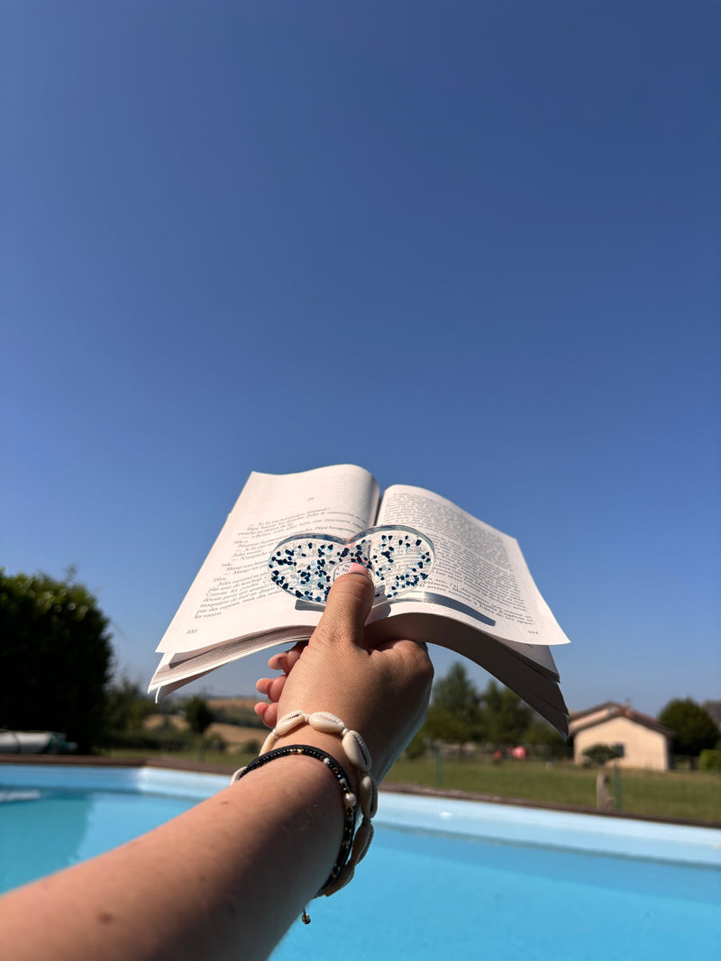 Bague de Lecture en Résine – Mélange de bleus & Éclats de Pierre - 4 Formes