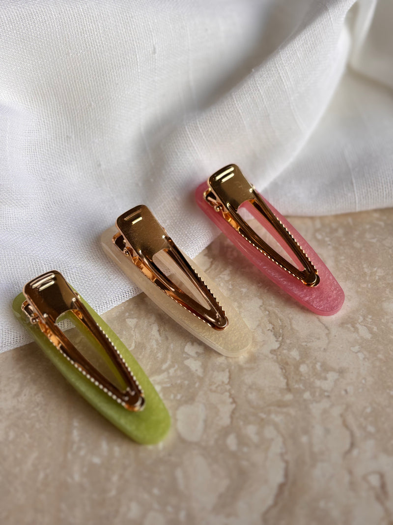 Barrettes Cheveux Résine - Triangle  - Attache crocodile