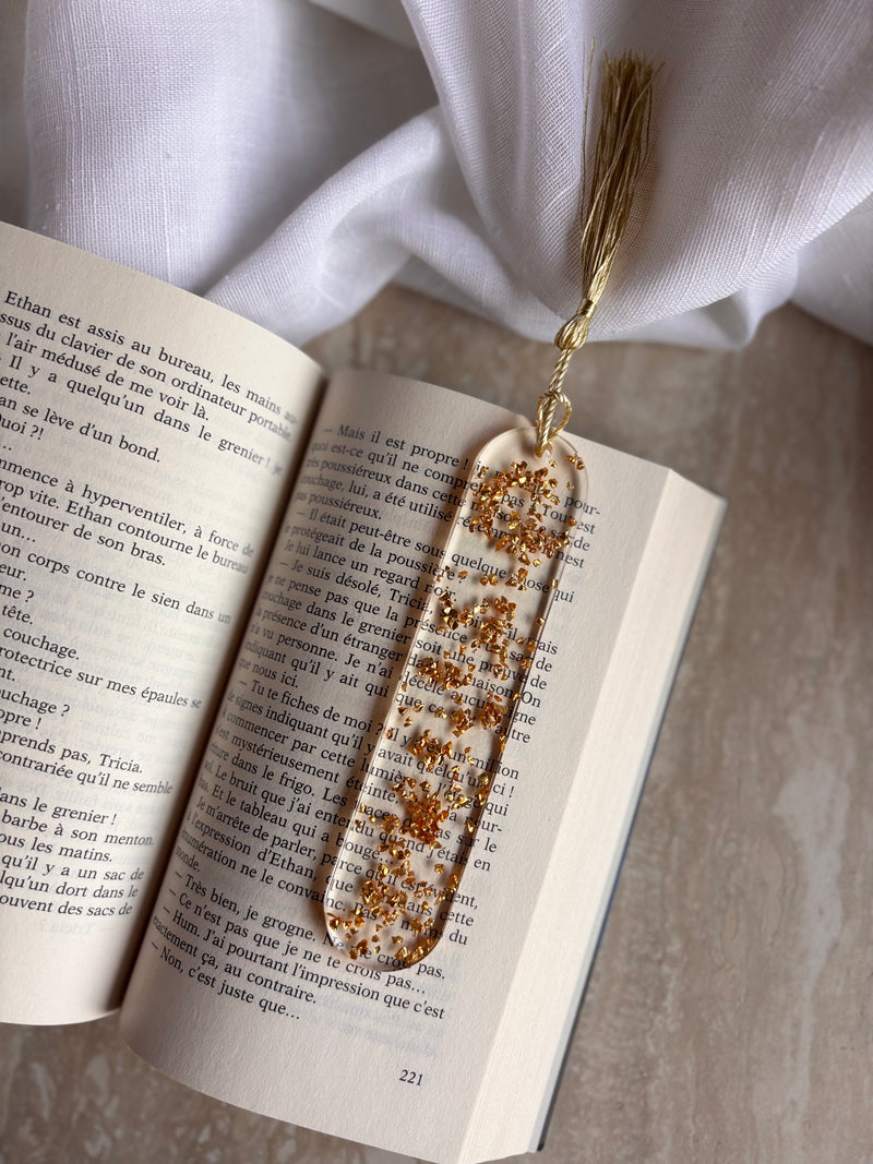 Marque page en Résine – Doré & Éclats de Pierre