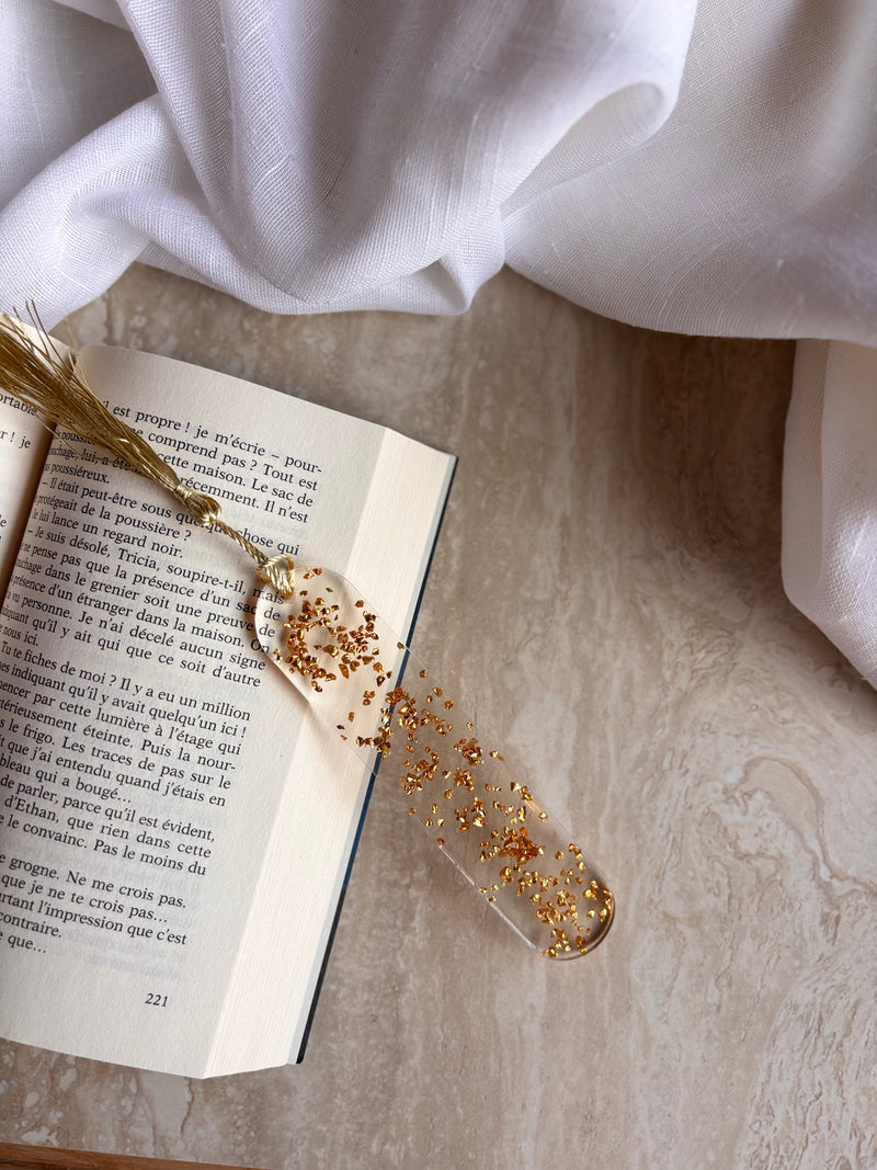 Marque page en Résine – Doré & Éclats de Pierre